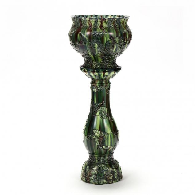 japanese-sancai-glazed-jardiniere-on-pedestal