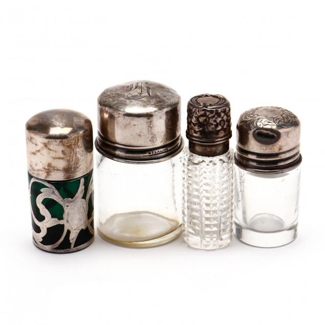 four-sterling-silver-glass-scent-bottles
