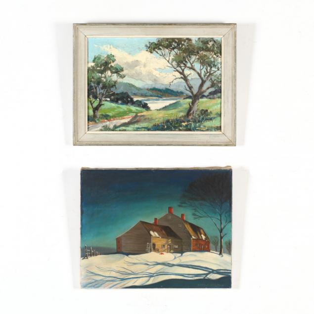american-school-20th-c-two-small-oil-landscapes
