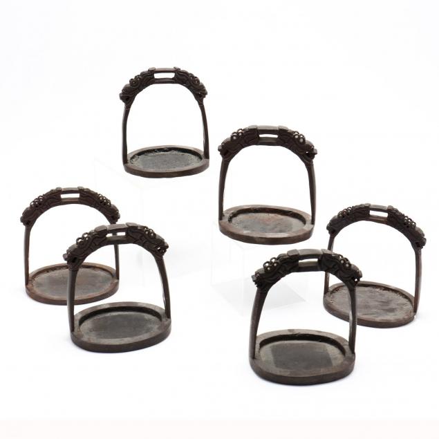 six-antique-chinese-inlaid-iron-stirrups