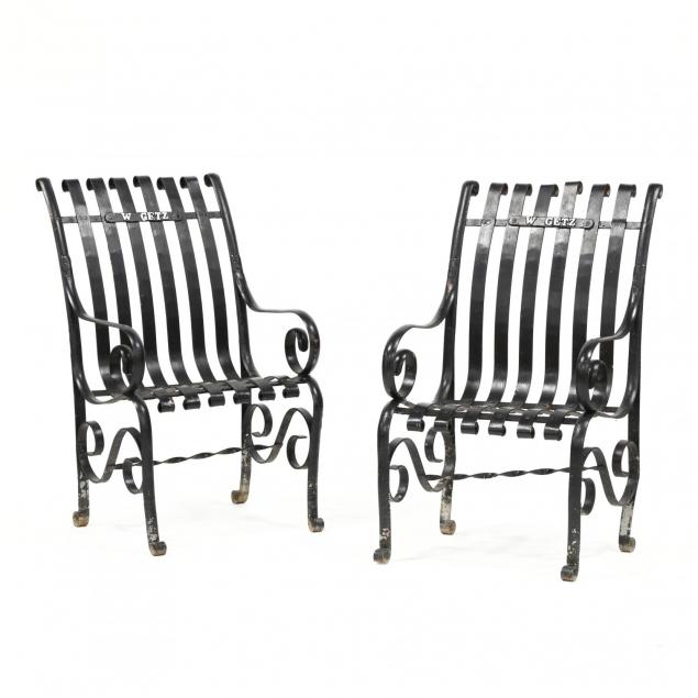 pair-of-vintage-painted-iron-garden-chairs