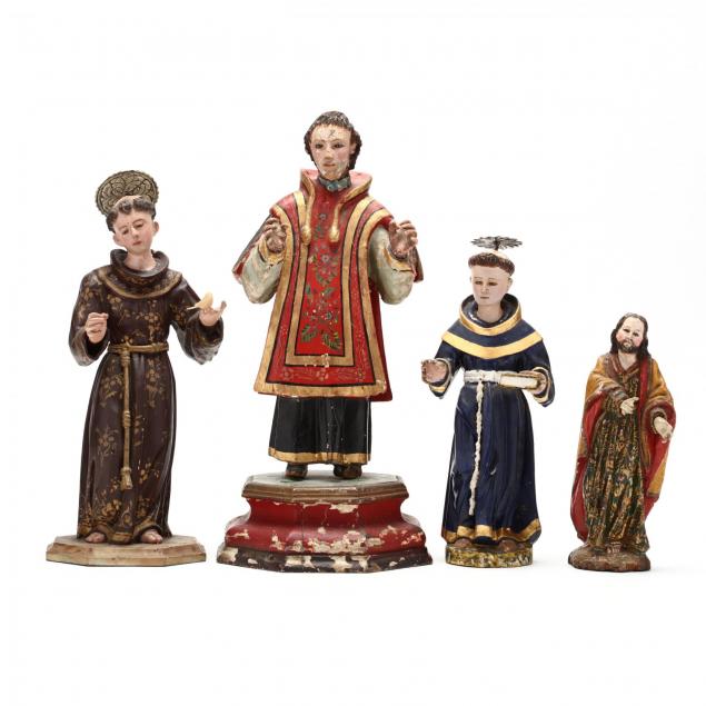 four-antique-polychrome-wood-carvings-of-saints