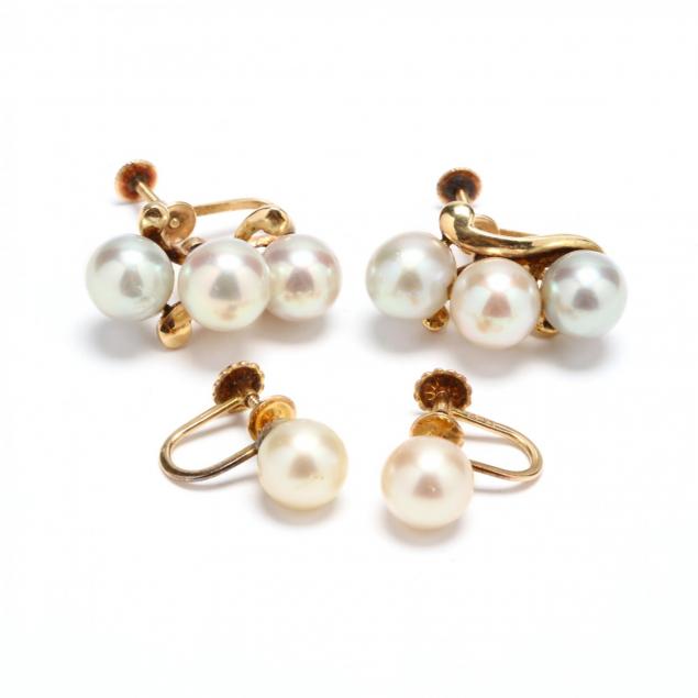 a-pair-of-mikimoto-pearl-earrings-and-a-pair-of-pearl-stud-earrings