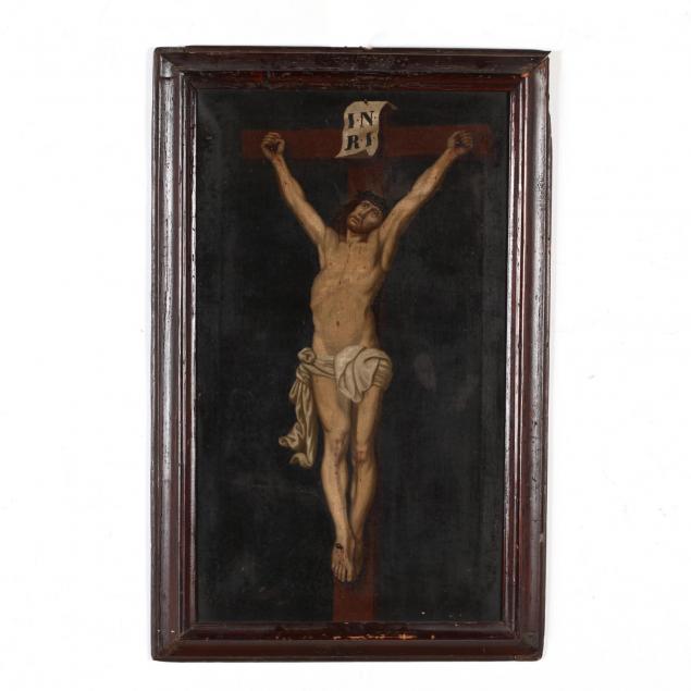 an-antique-continental-school-painting-of-the-crucifixion