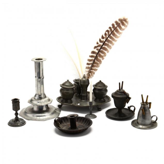 six-early-pewter-desk-accessories