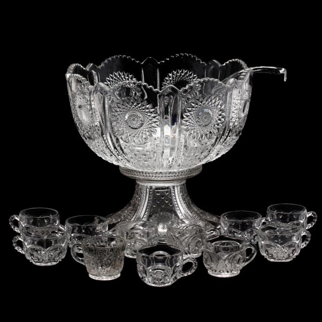 vintage-pressed-glass-punch-bowl-set