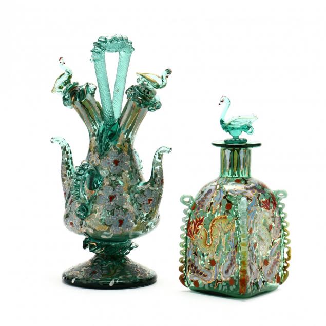 two-venetian-enameled-glass-decanters