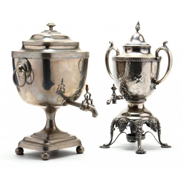 two-antique-silverplate-tea-urns