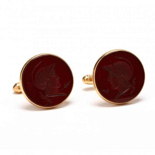 14kt-gold-carnelian-intaglio-cufflinks