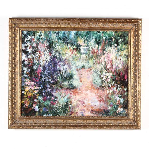 an-impressionist-garden-scene-framed-giclee