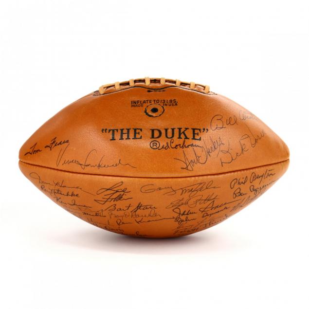 rare-1961-green-bay-packers-team-signed-world-championship-football-near-perfect-example-with-fifty-signatures