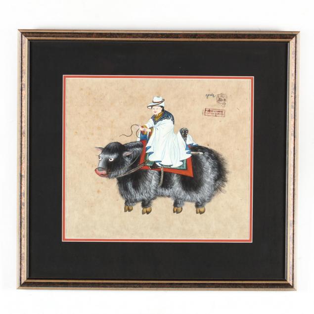 a-tibetan-painting-of-a-yak-and-rider