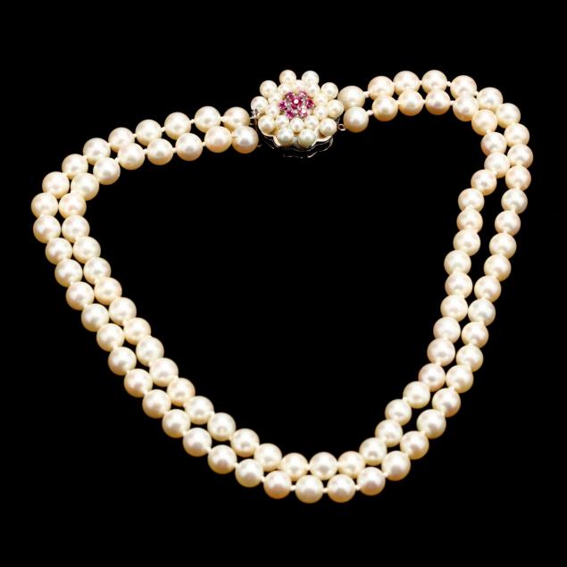 double-strand-pearl-and-ruby-necklace