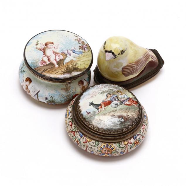 three-copper-and-enamel-boxes