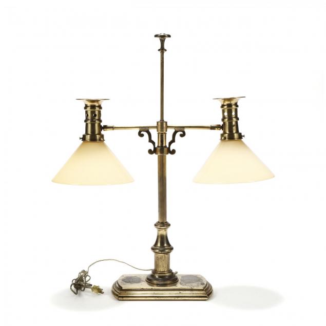 ethan-allen-two-light-brass-student-lamp