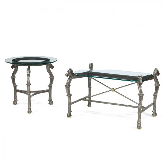 pair-of-equestrian-themed-iron-and-glass-tables