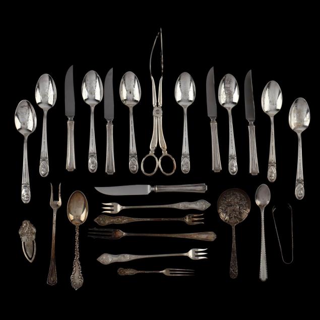 group-of-sterling-silver-and-silverplate-flatware