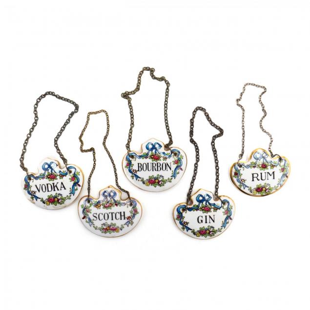 five-english-porcelain-decanter-tags