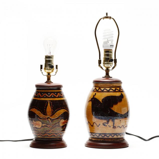 two-greg-shooner-pottery-lamps