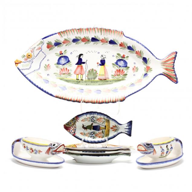 french-quimper-faience-fish-set