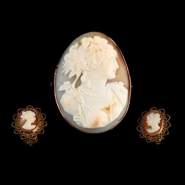 group-of-gold-tone-cameo-jewelry