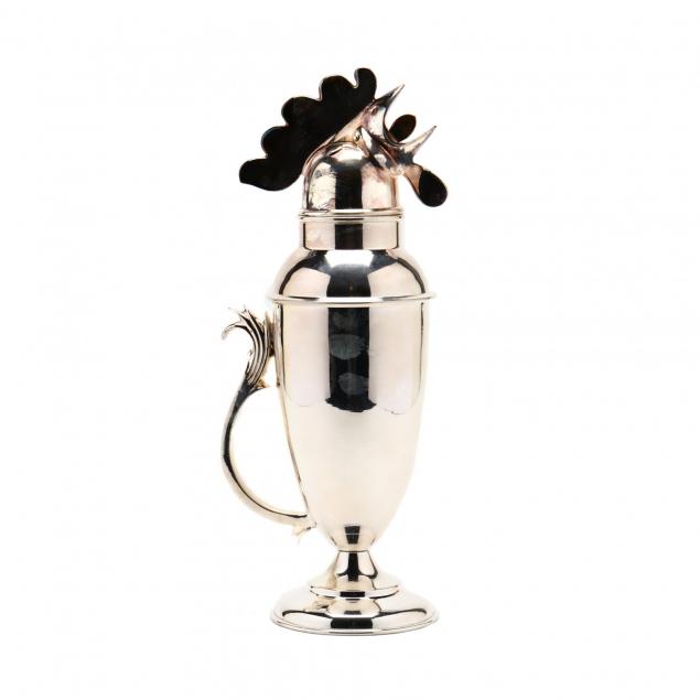 restoration-hardware-silverplate-rooster-cocktail-shaker