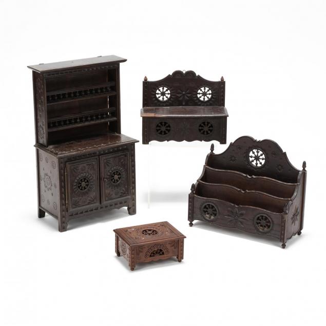 four-vintage-carved-brittany-miniature-pieces-of-furniture