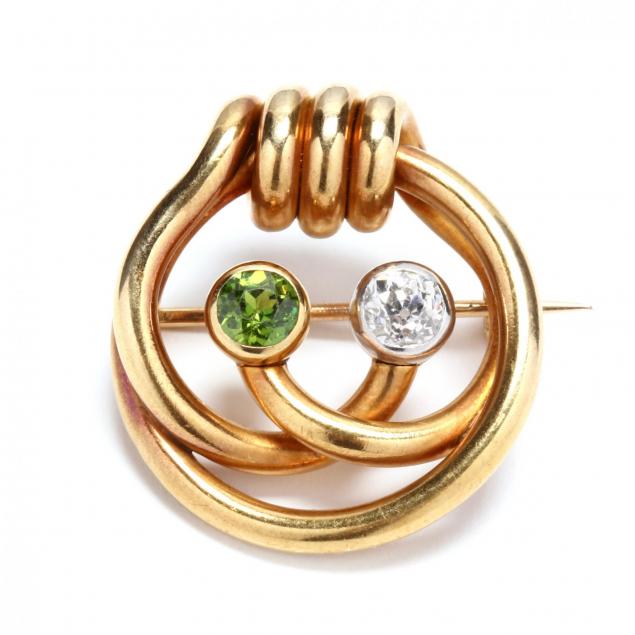 retro-18kt-gold-diamond-and-demantoid-garnet-brooch