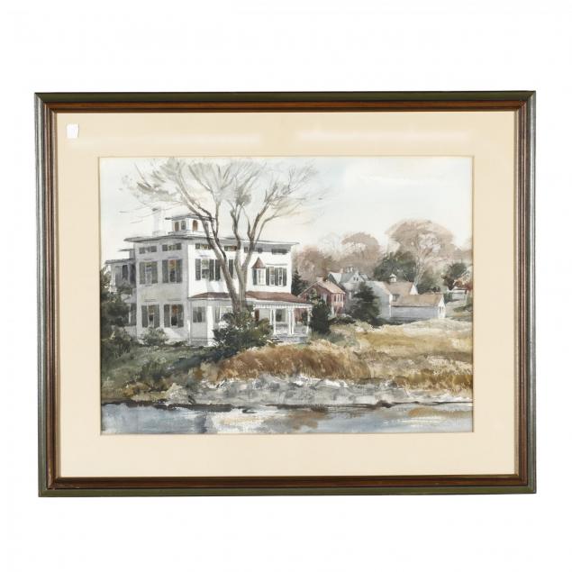 large-framed-watercolor-of-a-historic-home