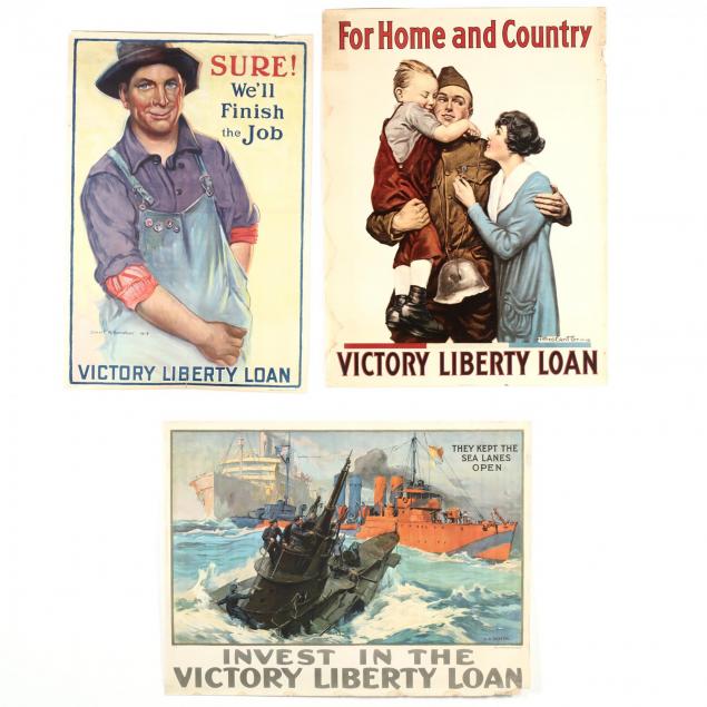 three-vintage-wwi-victory-liberty-loan-posters