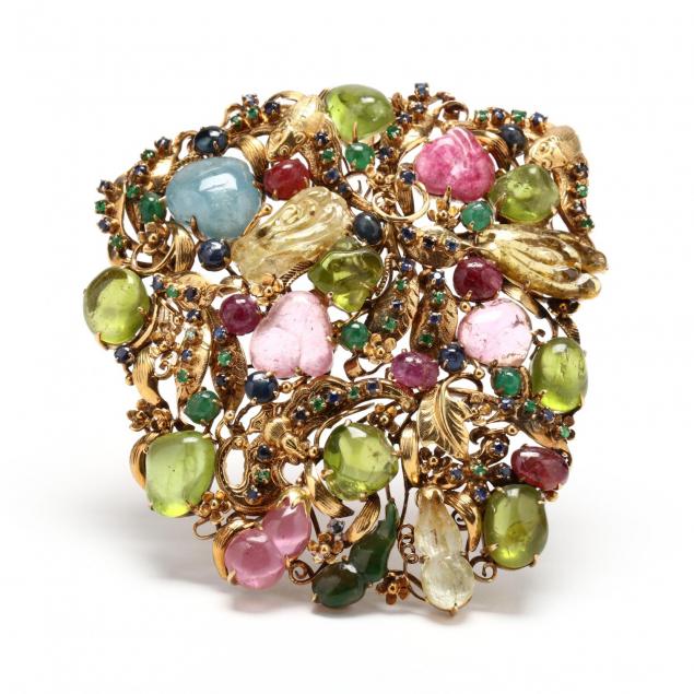 14kt-gold-multi-gemstone-pendant-brooch