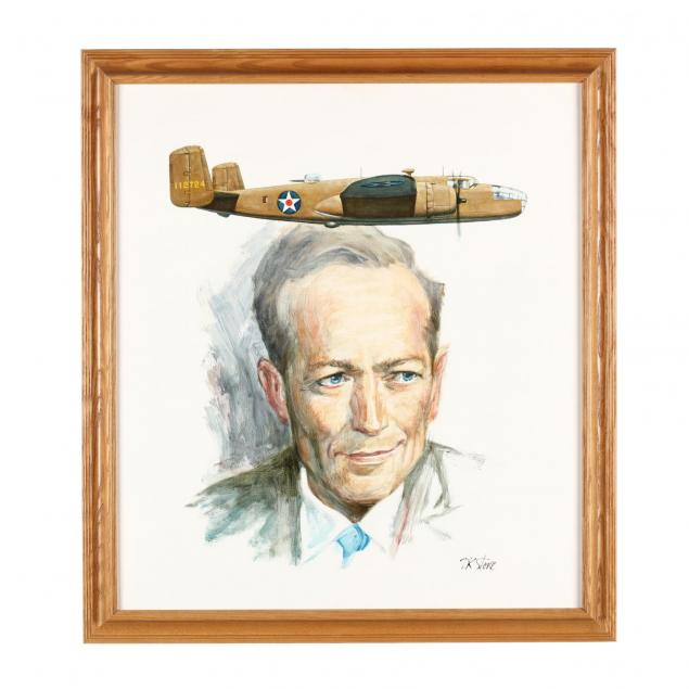 david-k-stone-or-1922-2001-portrait-of-john-leland-atwood-with-b-25-mitchell