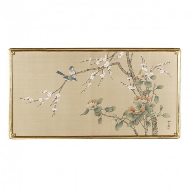 a-large-chinese-painting-of-cherry-blossoms-with-birds