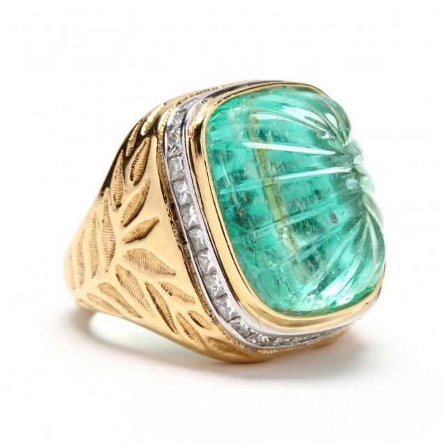 18kt-gold-emerald-and-diamond-ring