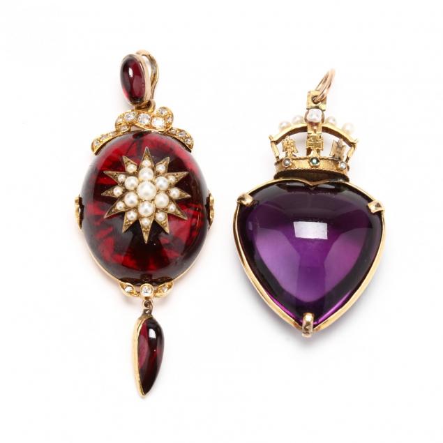 two-antique-gemstone-pendants