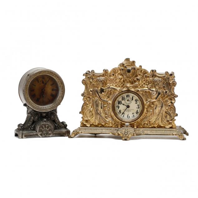 two-antique-mantle-clocks