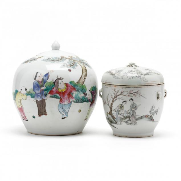 two-chinese-export-porcelain-lidded-jars