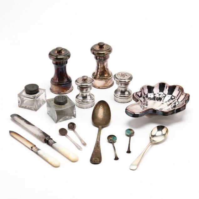 a-group-of-antique-vintage-silverplate-and-sterling-silver