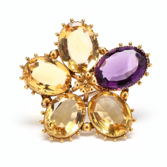 gold-amethyst-and-citrine-flower-brooch