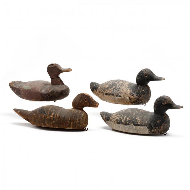 four-vintage-carved-and-painted-duck-decoys