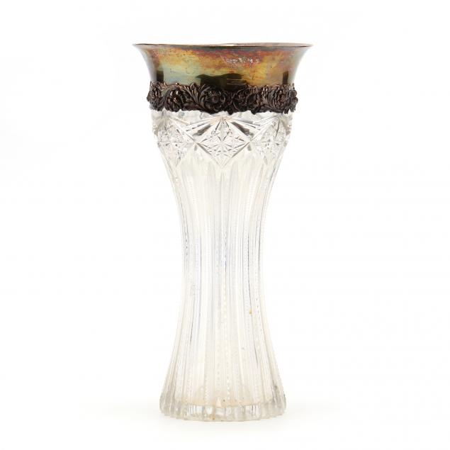 an-antique-tiffany-co-sterling-silver-and-cut-glass-vase