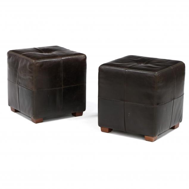 pottery-barn-pair-of-leather-cube-ottomans