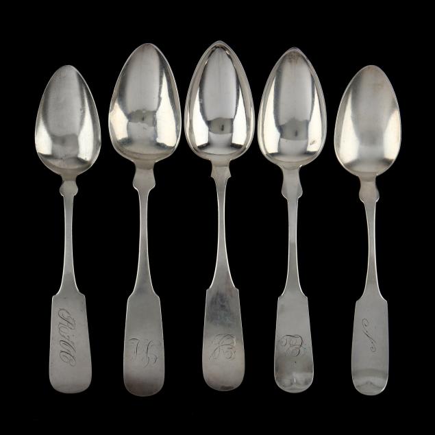 an-assembled-set-of-five-american-coin-silver-tablespoons
