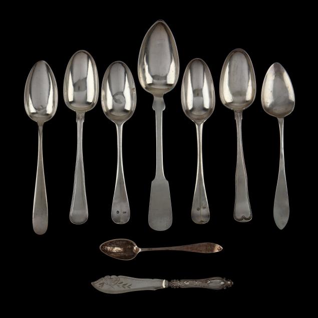 nine-continental-english-silver-flatware-pieces