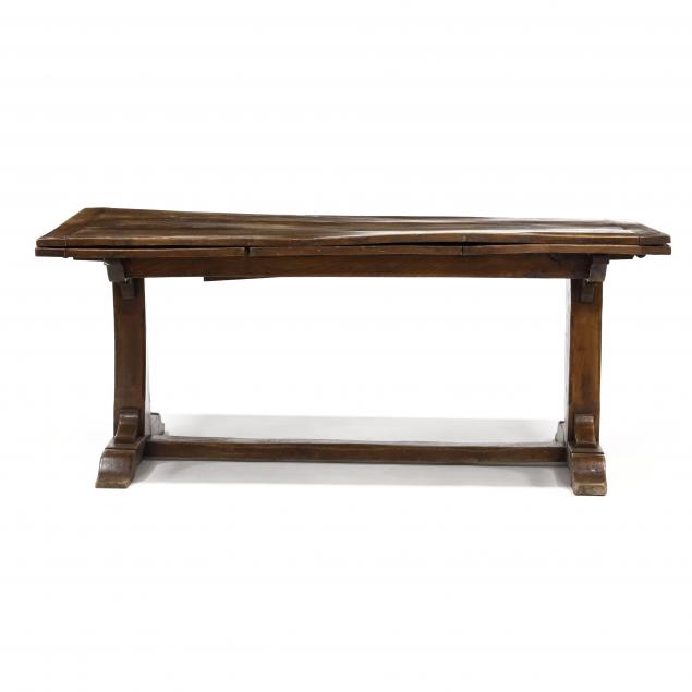 jacobean-style-draw-leaf-trestle-base-dining-table