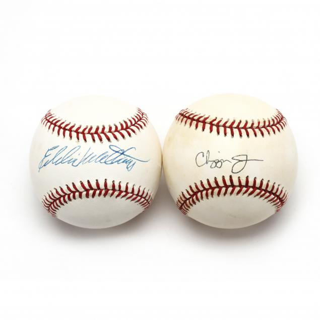 two-autographed-baseballs-chipper-jones-and-eddie-mathews