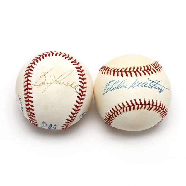 two-autographed-baseballs-boog-powell-and-eddie-mathews