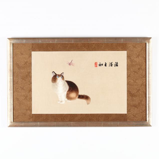 a-chinese-silk-embroidered-picture-of-a-cat