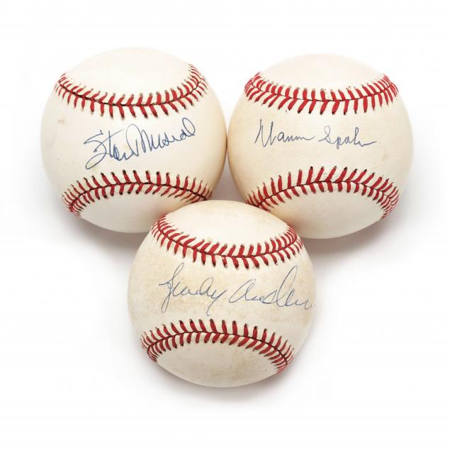 three-autographed-baseballs-warren-spahn-stan-musial-and-sparky-anderson