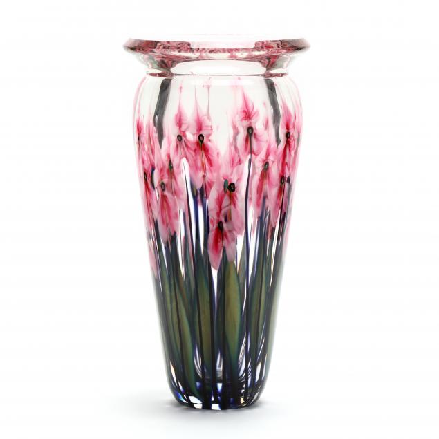 john-lotton-il-20th-century-tall-floral-art-glass-vase